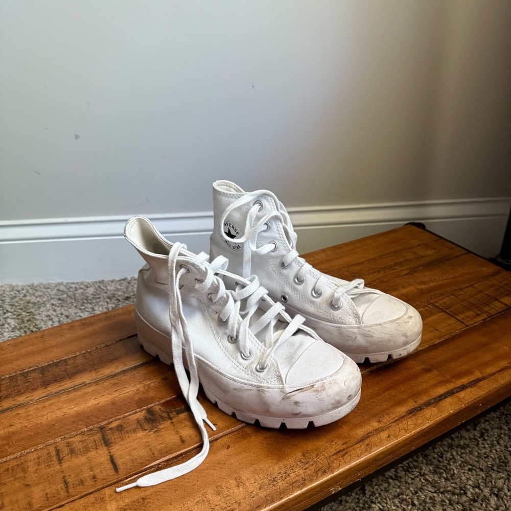 Women’s all white converse platform